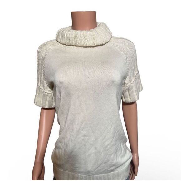 Pulp off-white Short sleeve ribbed turtleneck knit sweater top size M - Picture 3 of 5